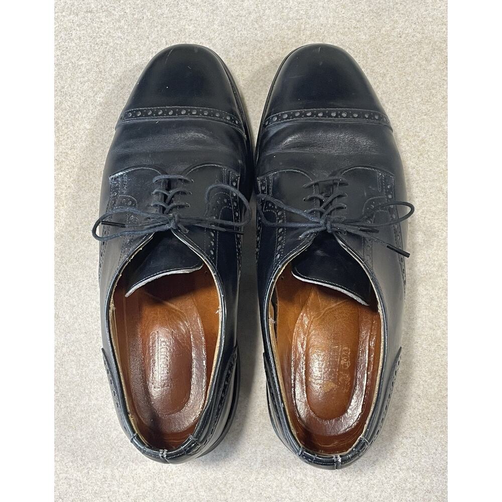 ALLEN EDMONDS Men’s Size 9D Black Perforated Leather Cap Toe Lace-Up Shoes - Picture 4 of 11